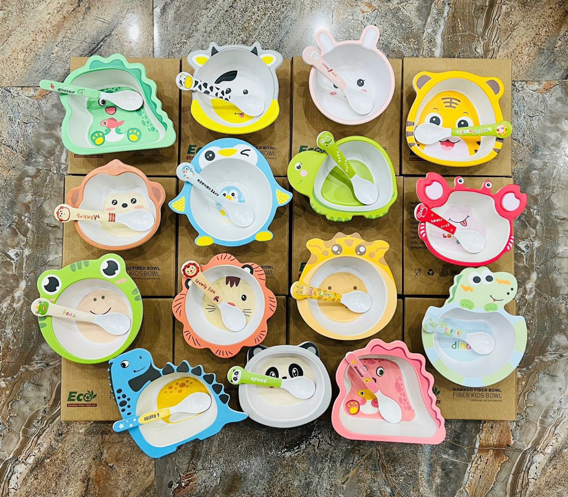 Bát ăn dặm cho bé sợi tre cao cấp kèm thìa