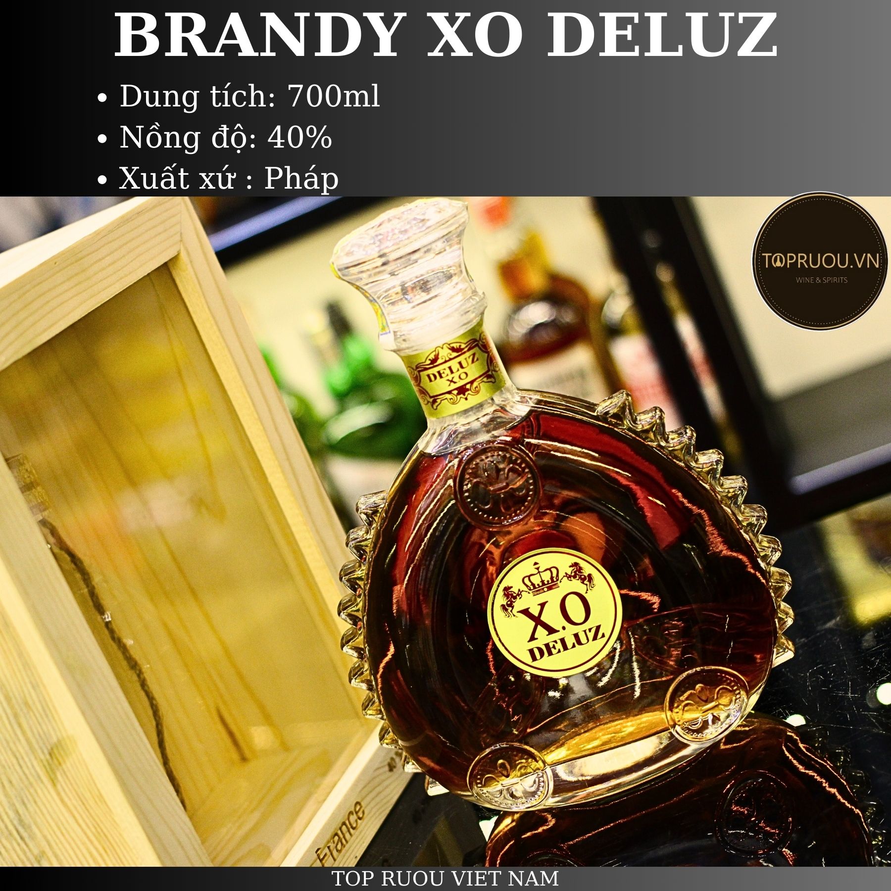 [TopRuouVietNam] Rượu Brandy Xo Janus D'or Gold - Celeste - Deluz 700ml [Hàng Thật]