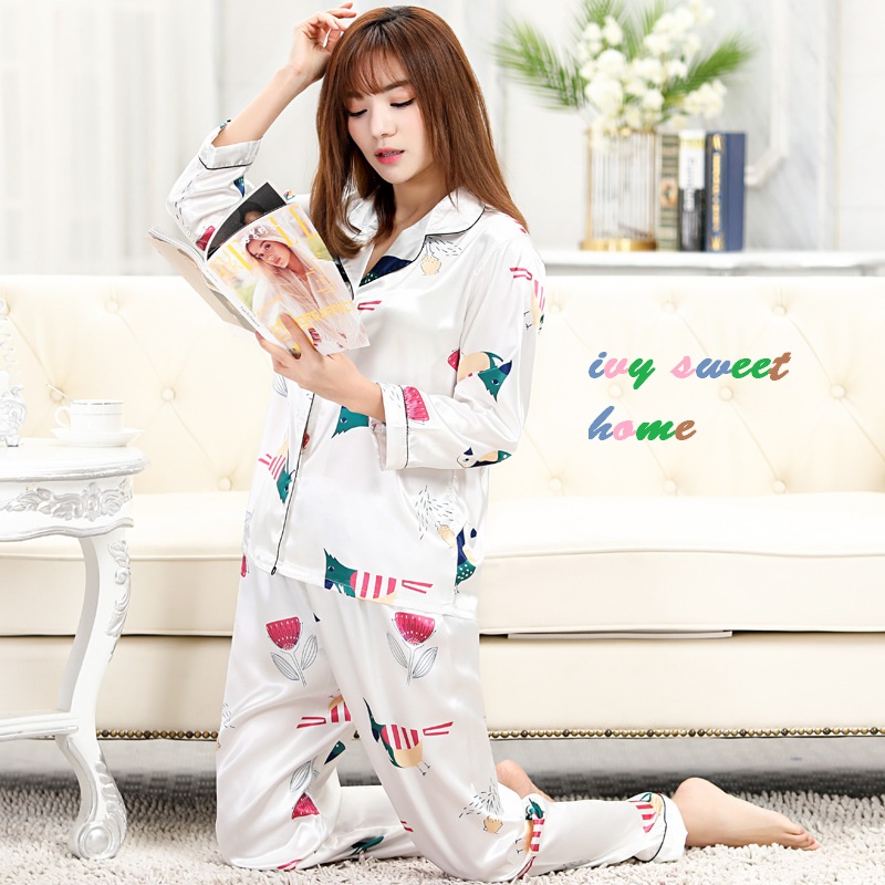 Bộ Ngủ Parrot Mặc Nhà Lụa Satin Mềm Rũ 💛 Ivysweethome 638