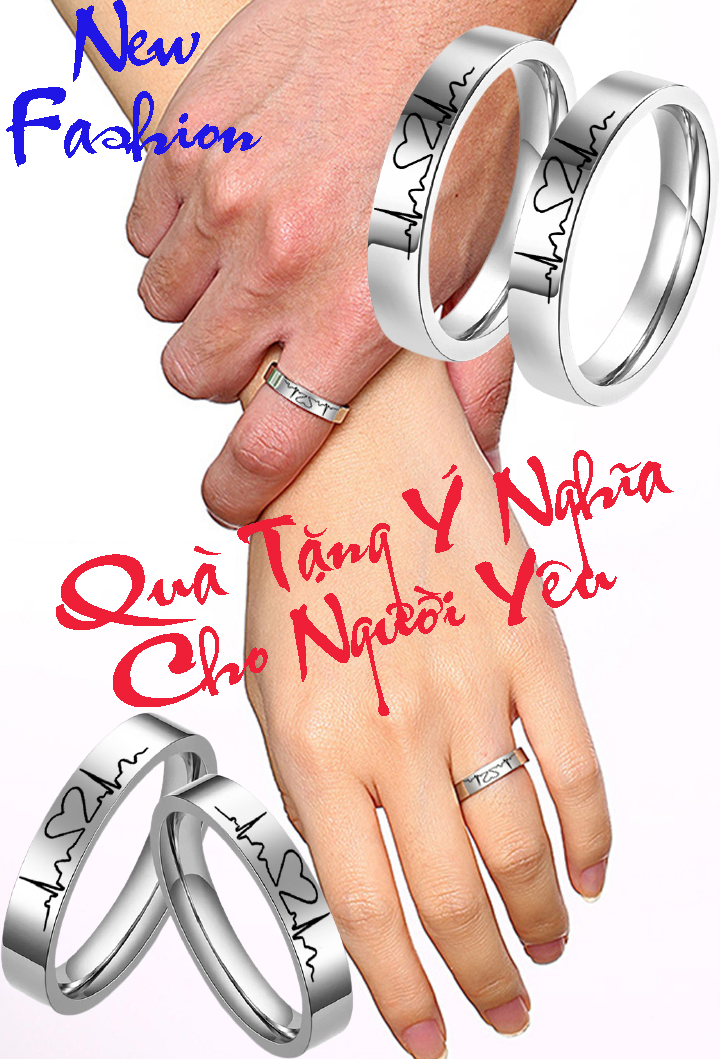 Nhẫn  đôi tình nhân hình nhịp tim đẹp và ý nghĩa - Tặng hộp đựng cực xinh - Số lượng 02 chiếc - Quà tặng ý nghĩa cho người thân