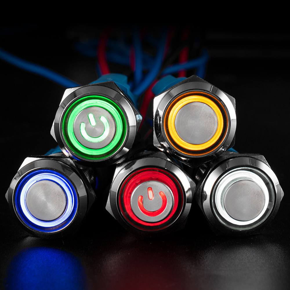 Công tắc Self-Lock và Nút nhấn tự Reset - 12mm (3V-24V) có đèn LED sáng