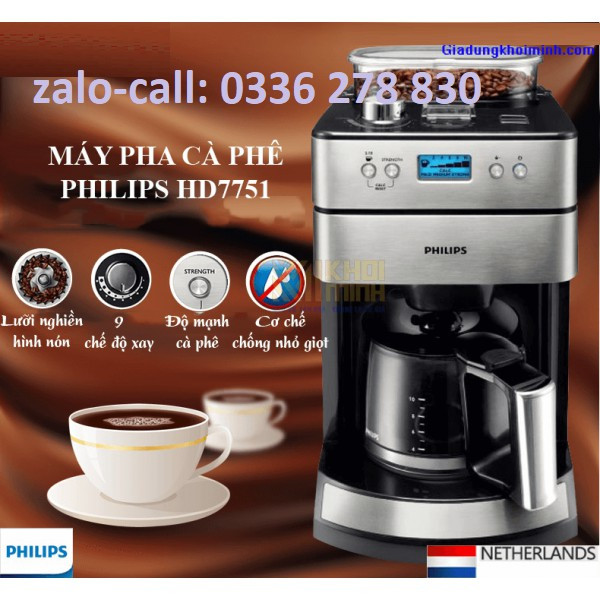 Máy xay pha cà phê Philips HD7751 tự động chính hãng