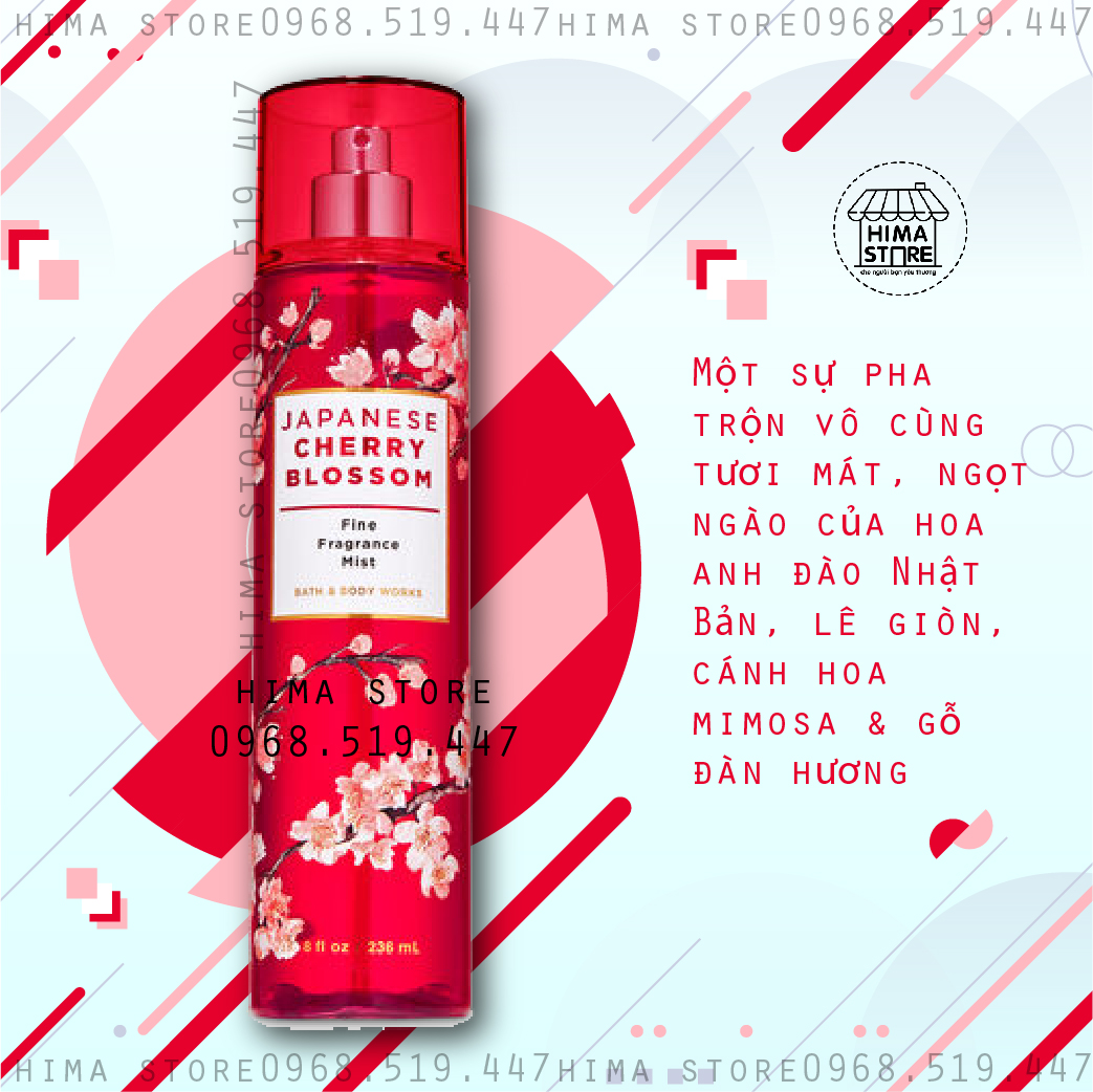 [HCM]Xịt thơm toàn thân Bath and Body Works Japanese Cherry Blossom Body Mist (236ml)