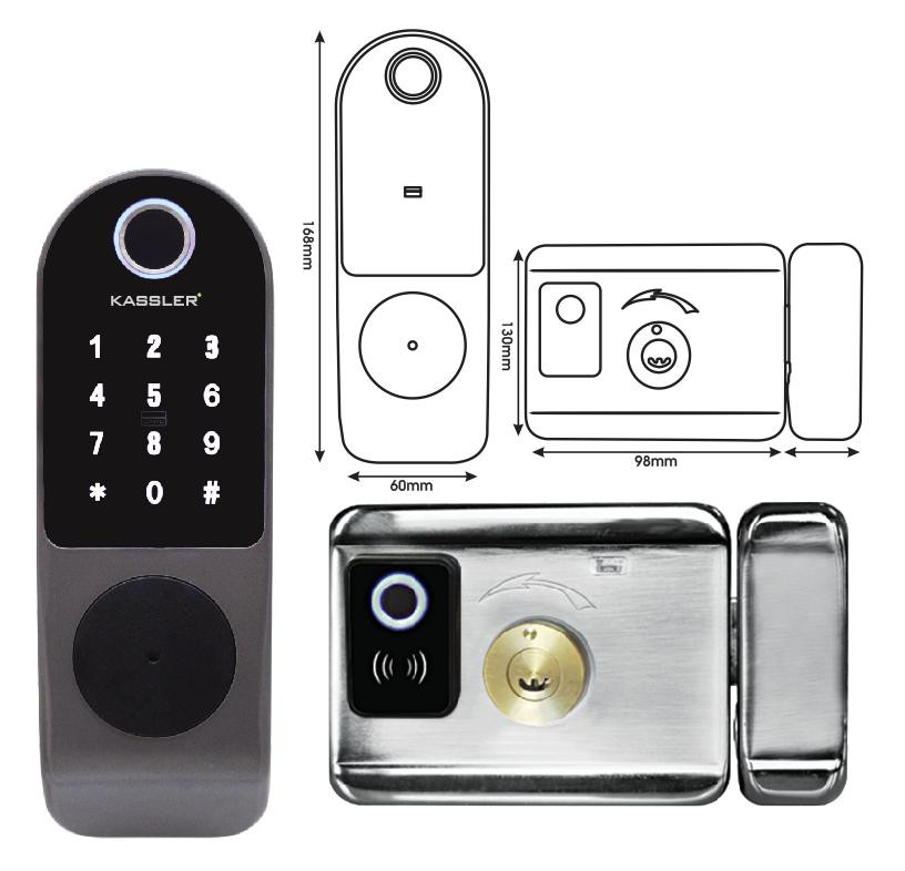 Khóa Thẻ Từ - 2 Mặt vân tay dùng app FL-A02( mở từ xa bằng điện thoại, vân tay, mã số, thẻ từ)