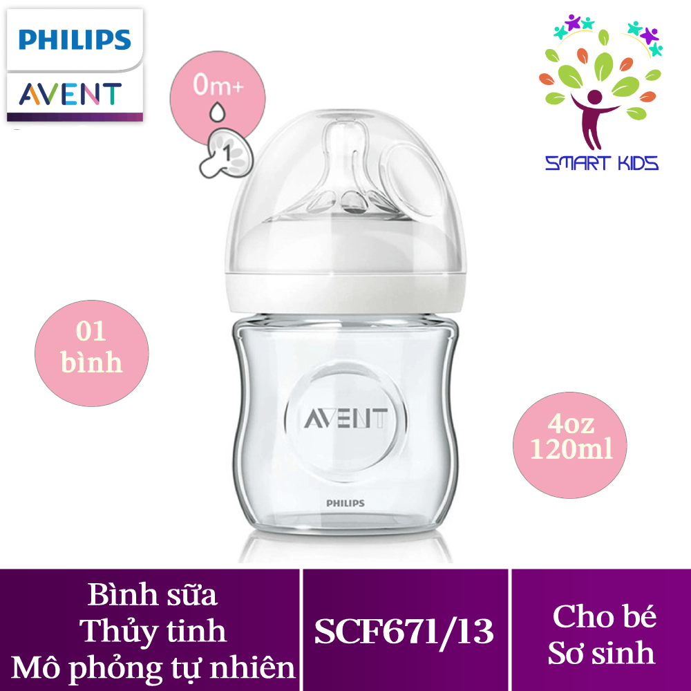 Bình sữa thủy tinh hiệu Philips Avent 120ml (SCF671/13)