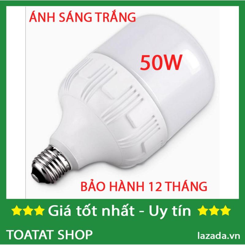 Bóng đèn LED trụ 50W đuôi đèn E27, chùm tia góc 360 độ, Lumens (lm) 900-1100LM, màu sáng Warm trắng (3000-3200K), Pure White (6000K-6500K) (Trắng)