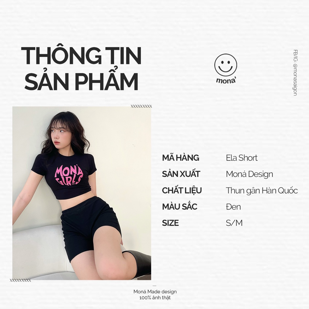 Quần short đen thun gân MONÁ - ELA