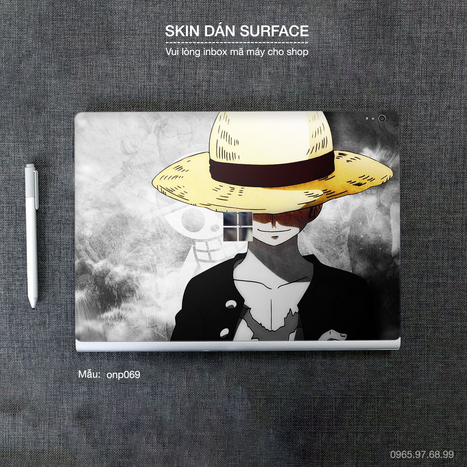 Decal Skin dán Surface Pro / Laptop / Go / Book mẫu One Piece (inbox mã máy cho shop)