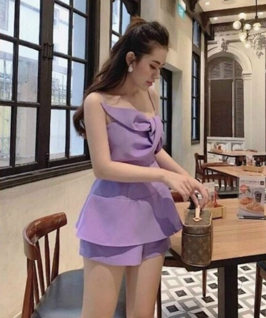[HCM]Sét bộ nữ áo hai dây nơ ngực kèm quần ngắn #setbohaiday