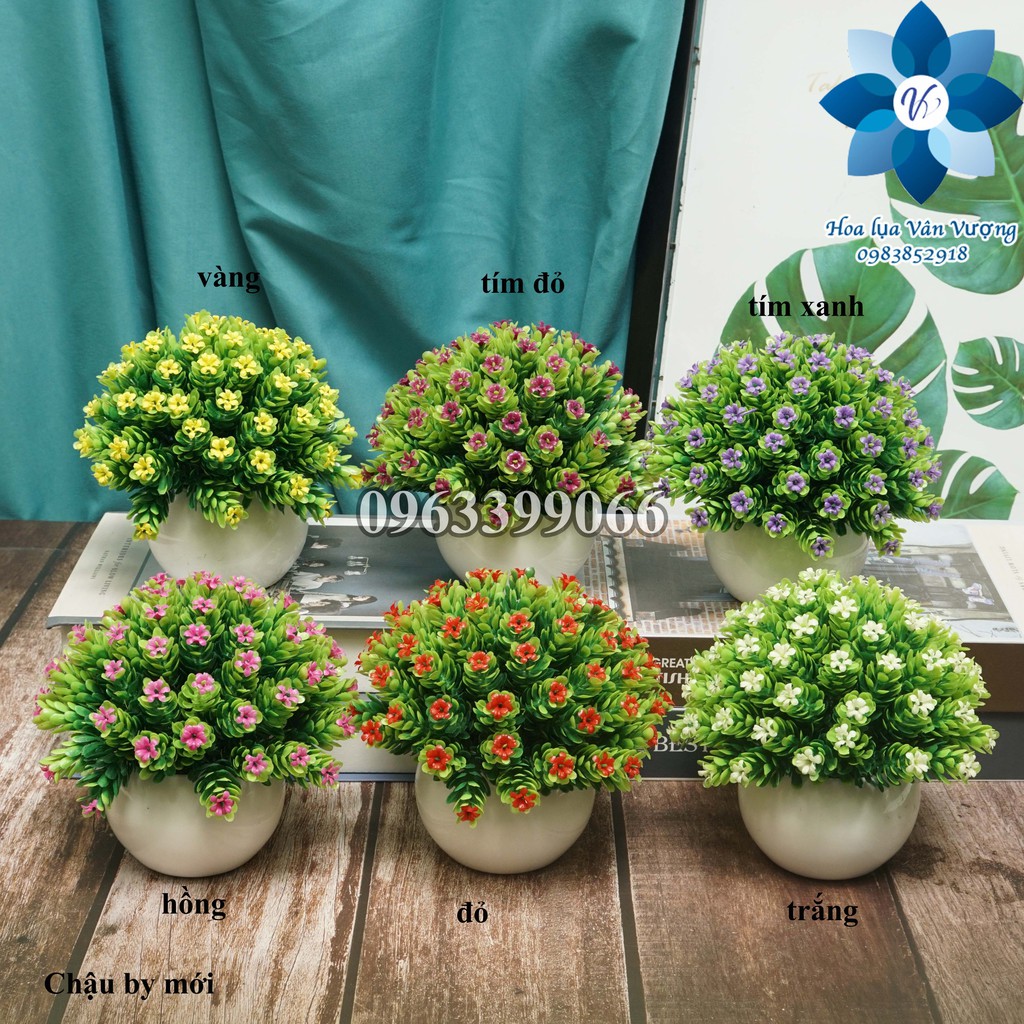 Hoa Lụa Để Bàn, Chậu Hoa Giả Trang Trí Chậu By