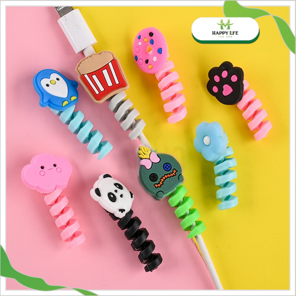 Wonderful Life 4U charging cable earphone cord protective spring earphone cord cartoon cute style-happy life 4U