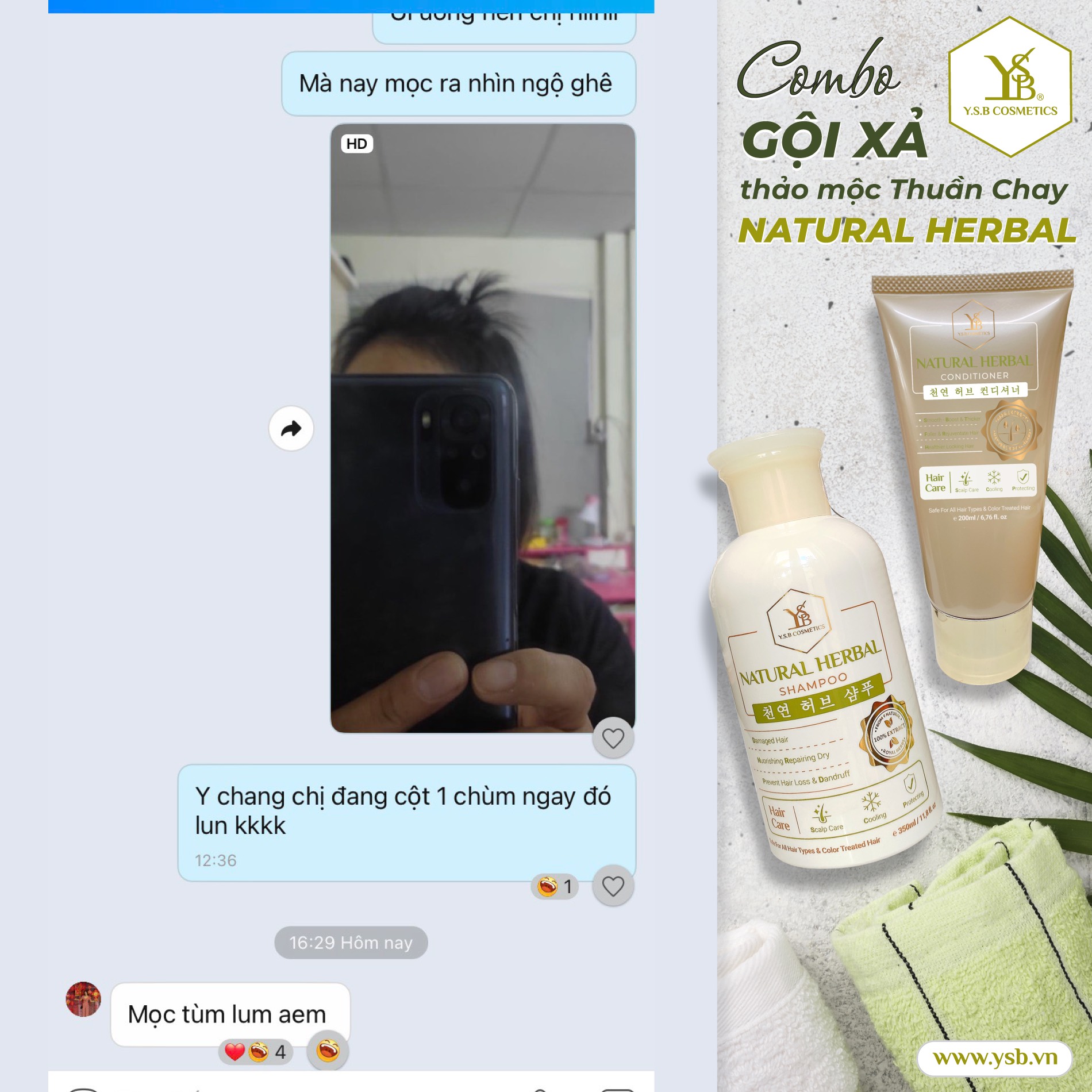 [HCM][YSB Cosmetics] Dầu gội đầu Thảo Mộc NATURAL HERBAL SHAMPOO