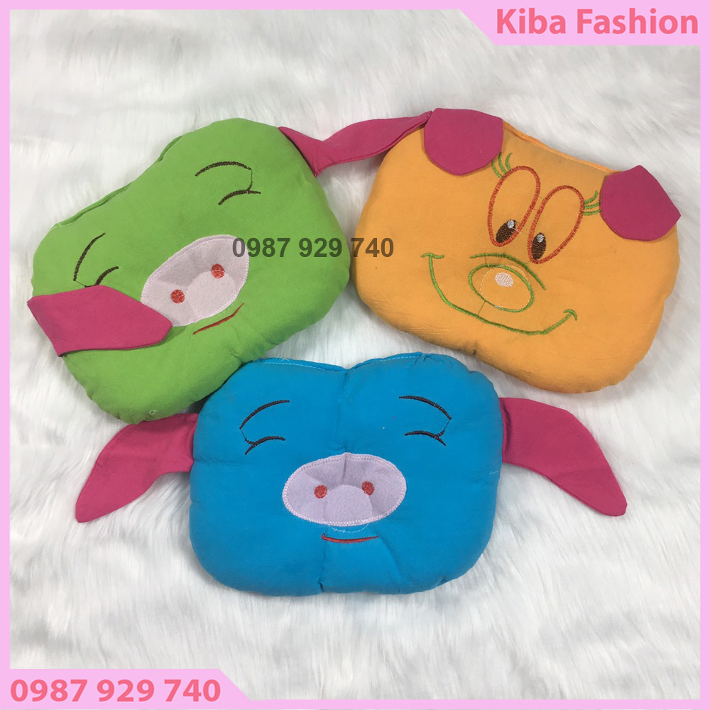 Gối Lõm chống Bẹt đầu méo đầu cho bé (hình heo con) an toàn cho bé sơ sinh -đồ sơ sinh cho bé gối cho bé