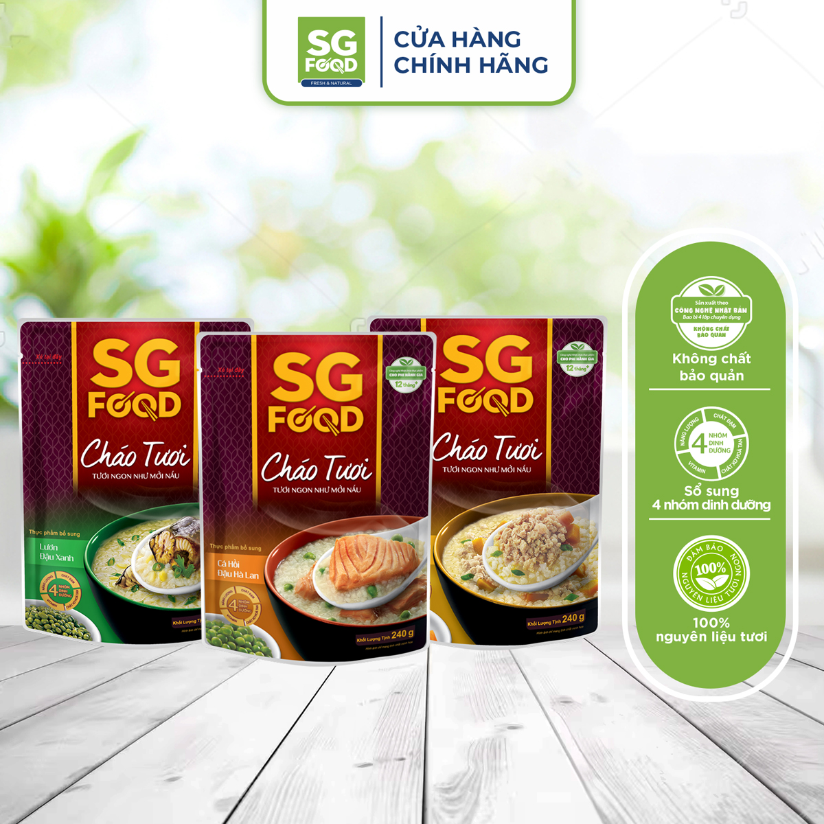 Combo 3 gói cháo tươi sgf 240g mix vị thơm ngon