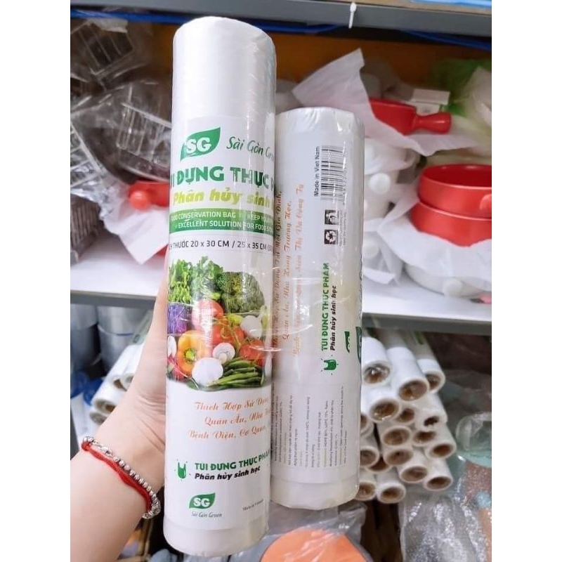 Sét 3 cuộn túi đựng thực phẩm sinh học tự phân hủy