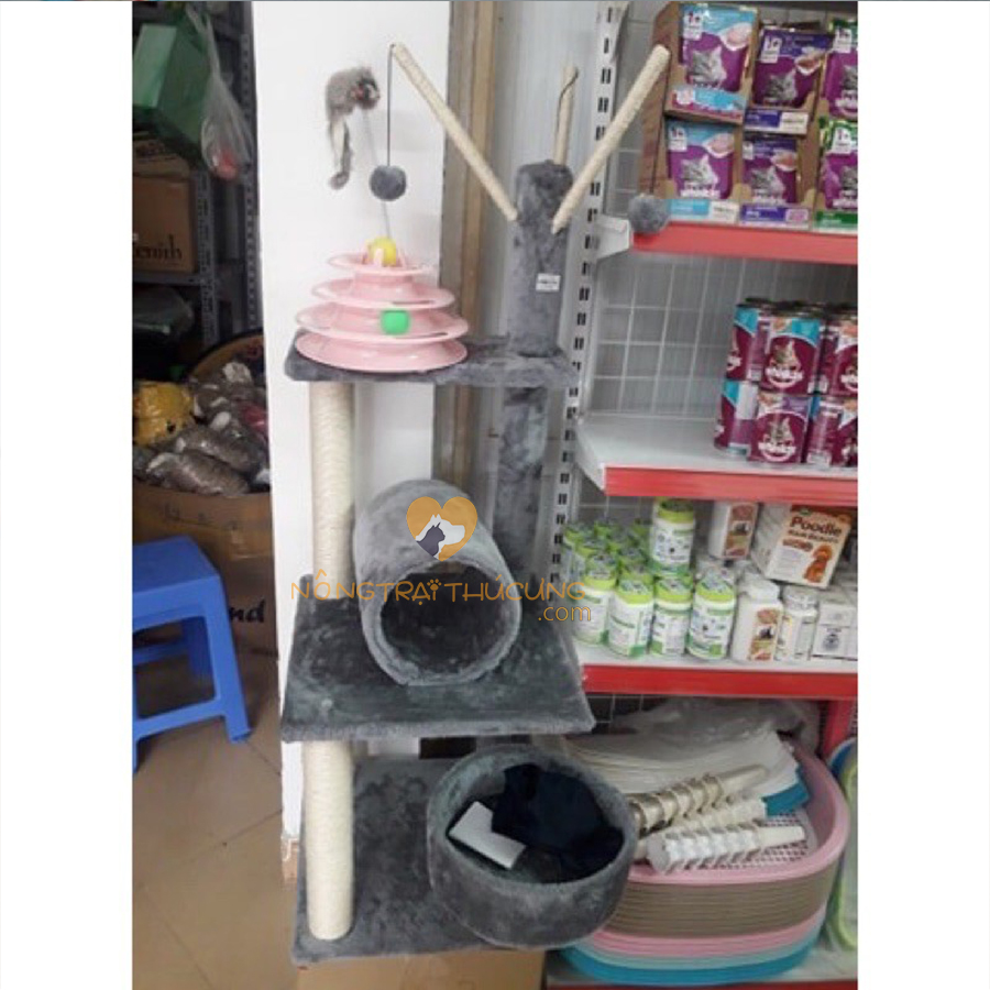Cat Tree - Nhà Cây Kèm Trụ Cào Móng Cho Mèo- (40x40x120cm) - [Nông Trại Thú Cưng]