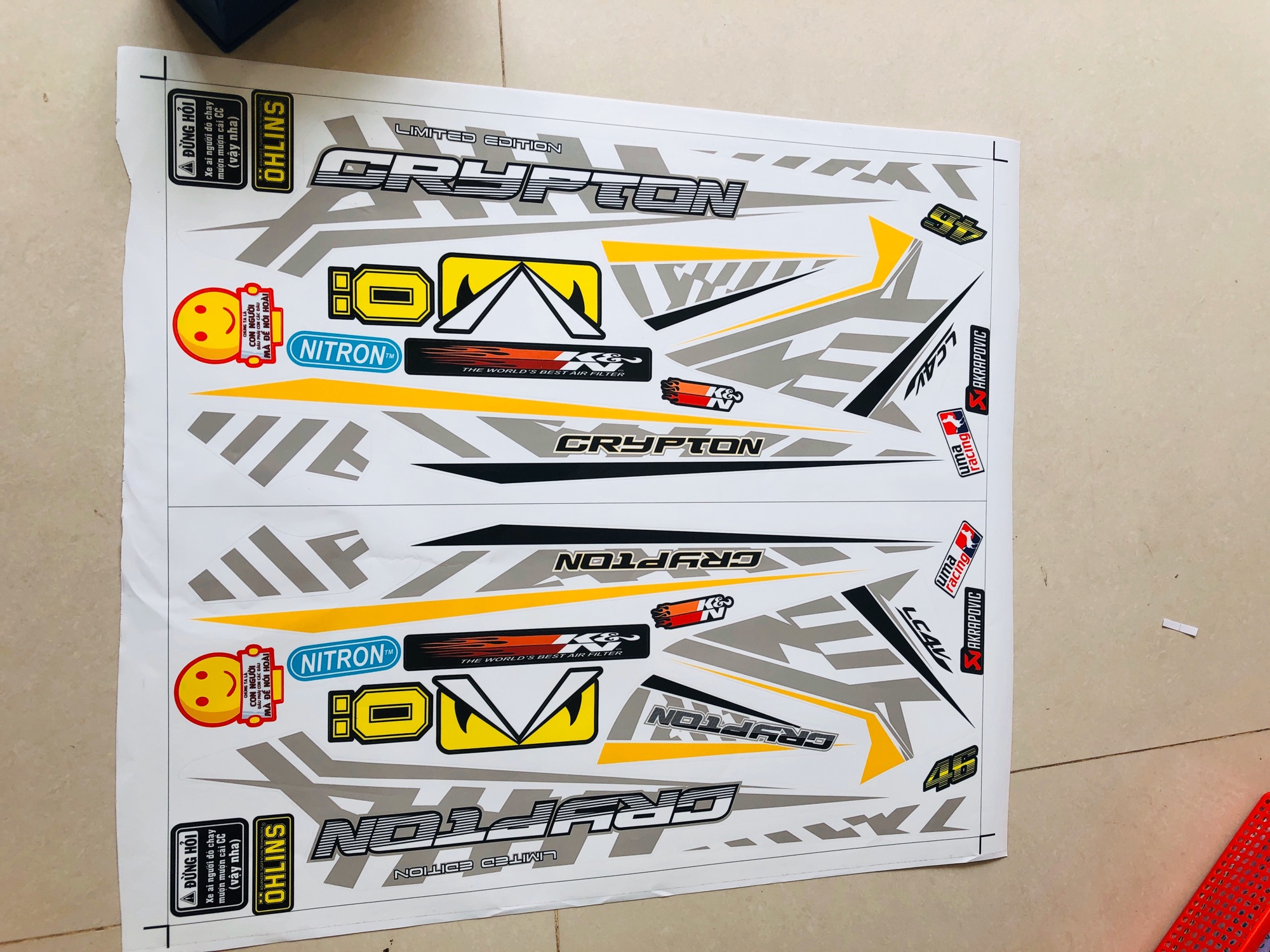 Tem rời ex 2010 Crypton dán xe trắng