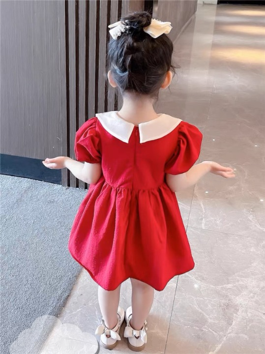 Đầm bé gái đỏ đính ngọc