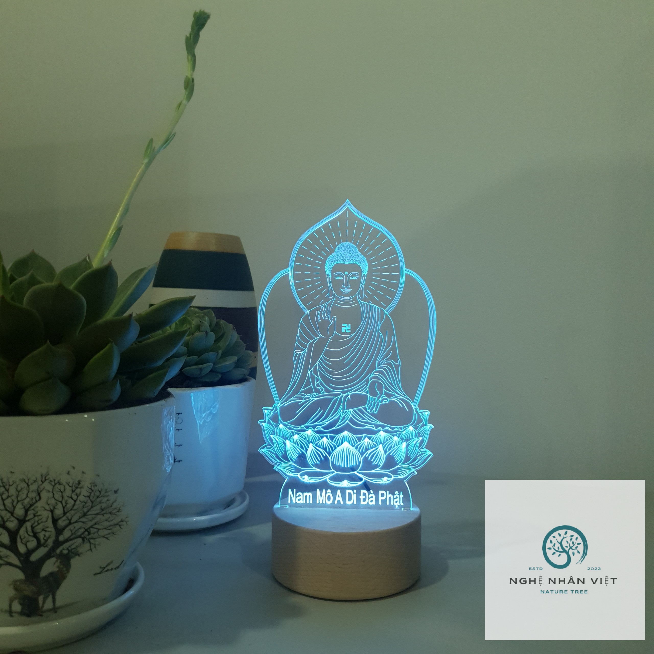 Đèn 3D Decor Phật A Di Đà