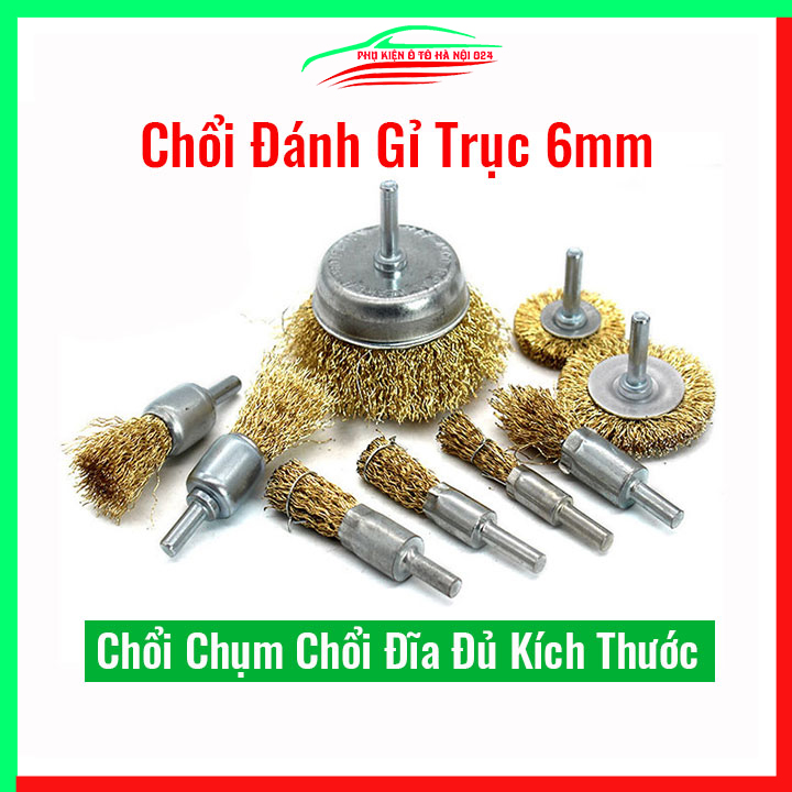 Chổi đánh gỉ trục 6mm sợi đồng nhiều kích thước
