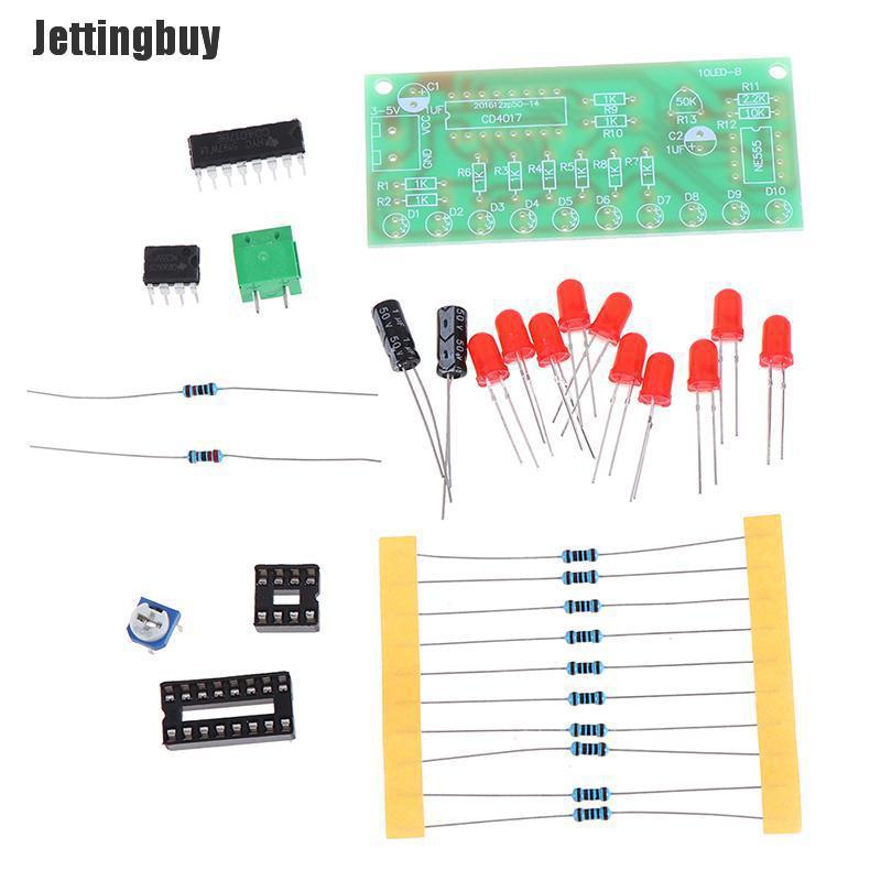 Jettingbuy LED Chaser Đèn Nước Chảy Mô-đun Ne555 + Bảng Mạch Pcb Cd4017 Bộ Dụng Cụ Tự Làm