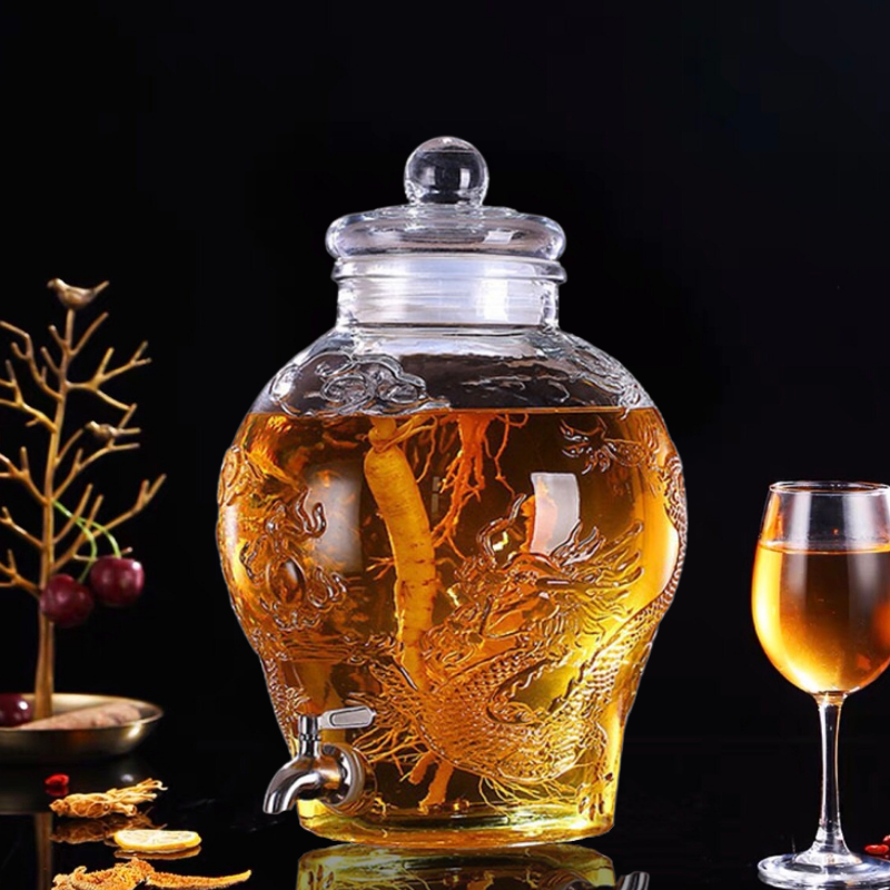 Bình Thủy Tinh 6 Lít Ngâm Sâm Chum Rồng( Có Van)