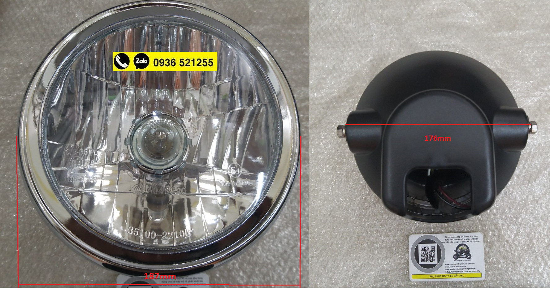 Đèn pha choá đèn Suzuki EN150 125 HJ125 Hudsky125 Custom125 full và các dòng tương ứng