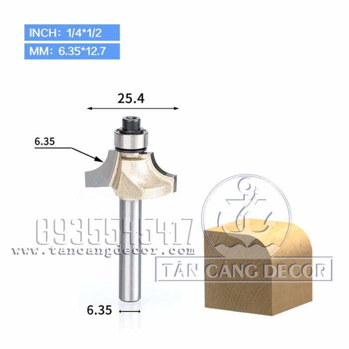 Mũi Router Arden Bo Góc R6.35 Cốt 6.35 mm