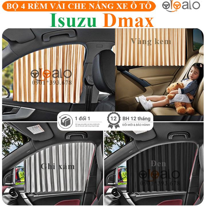 Rèm che chắn nắng cửa kính xe ô tô Isuzu Dmax vải lụa gắn nam châm keo 3M CAO CẤP - OTOALO