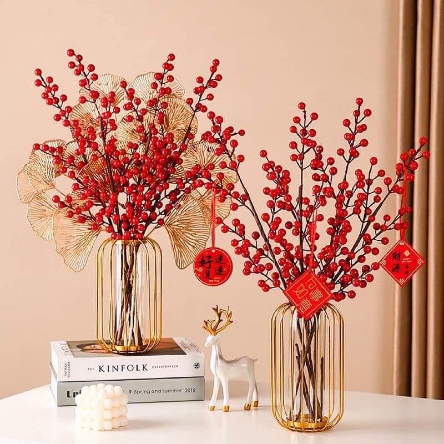 CÀNH ĐÀO ĐÔNG CHERRY, CAO 100CM 12 NHÁNH QUẢ
