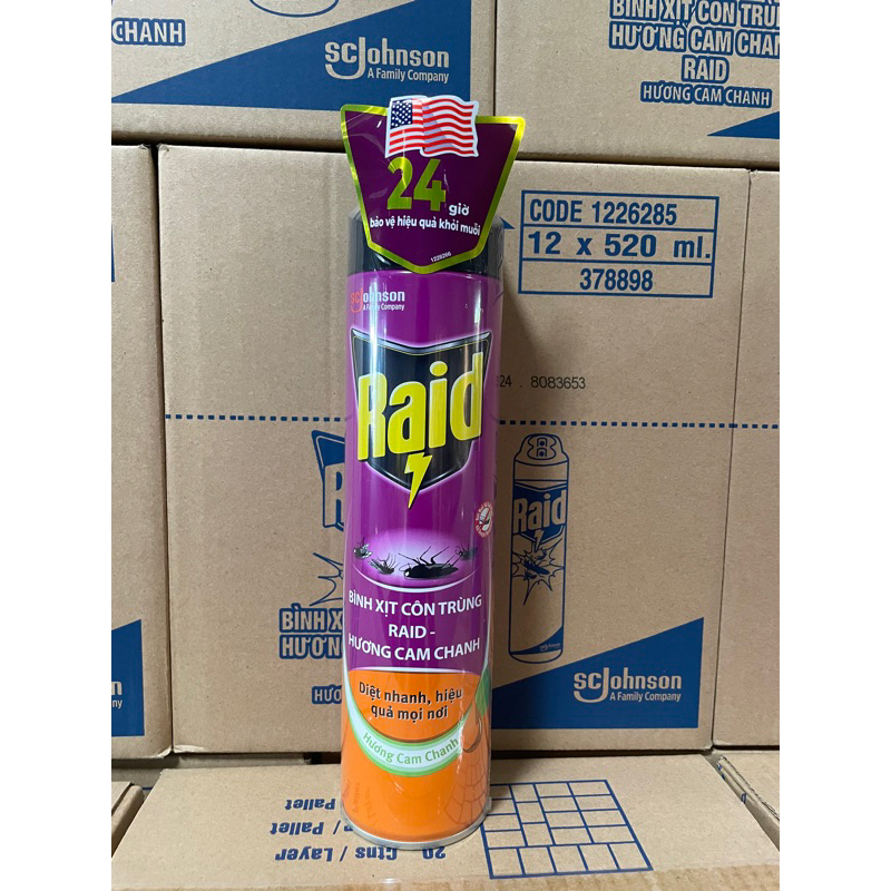 RAID Bình xịt côn trùng, xịt muỗi 520ml/ 600ml (Bibistore TB)