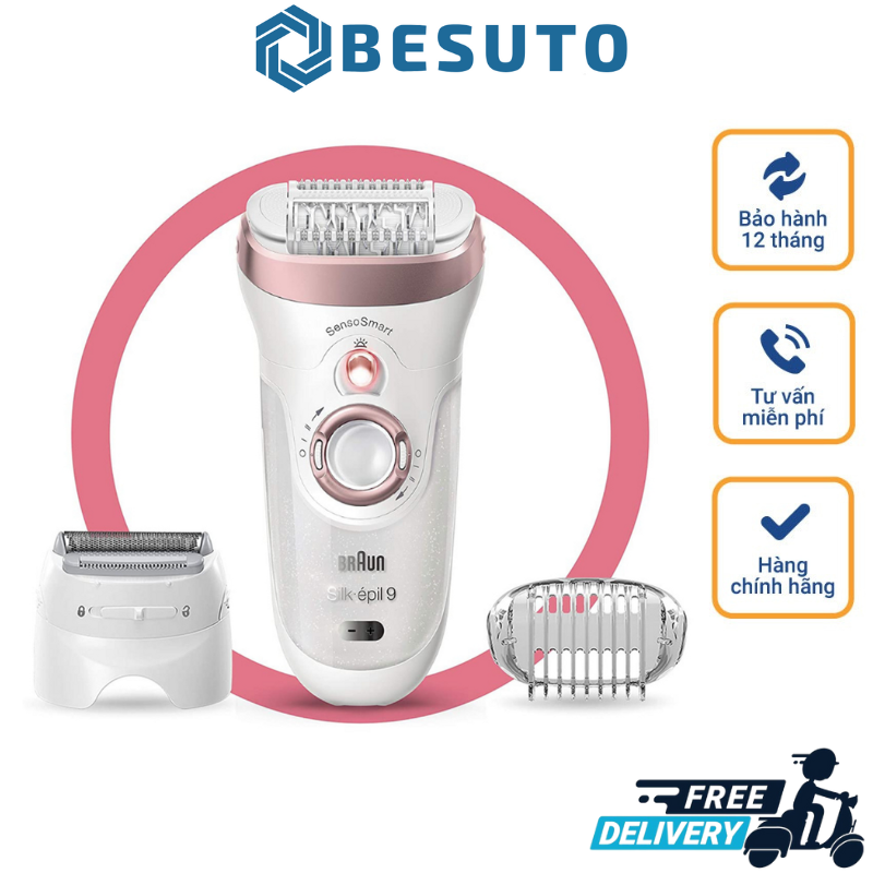 Braun Epilator Silk-épil 9 9-720, Hair Removal Device, Epilator for Women, Wet & Dry, Womens Shaver & Trimmer, Cordless, Rechargeable