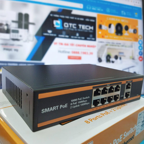 Switch poe Bộ Chia Mạng Smart PoE Switch (8 & 4 Port PoE ) + 2 Ports Uplink