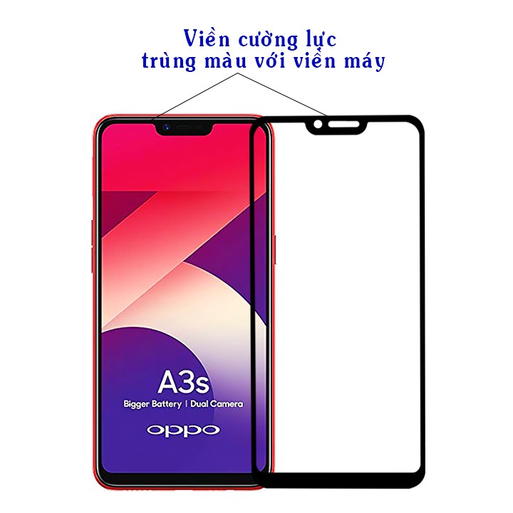 Kính Cường Lực Oppo A3s Full Màn Hình
