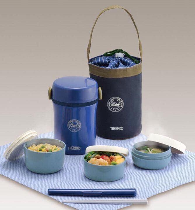 Hộp cơm giữ nhiệt 3 ngăn thermos jbc-801 nội địa nhật