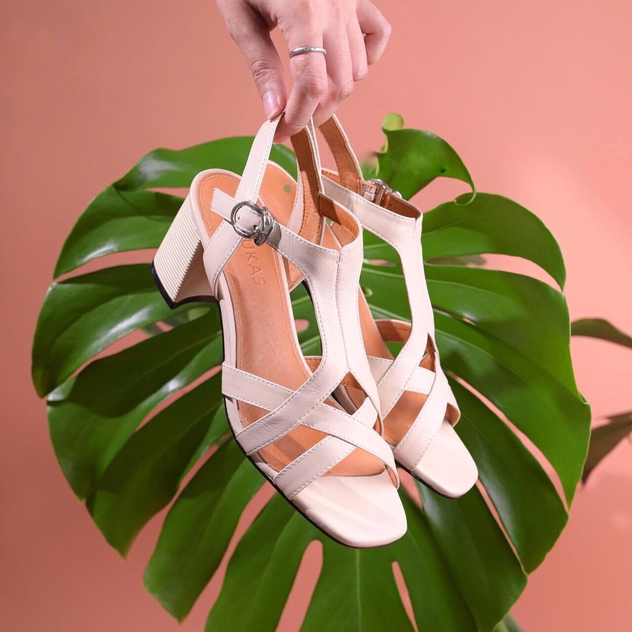 Sandal Nữ Da Thật Gót Trụ Cao 6cm