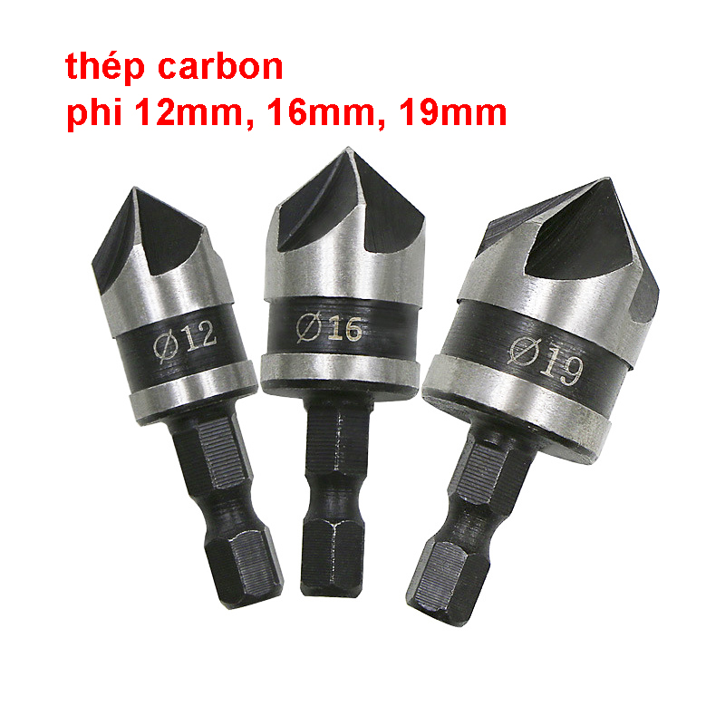 Bộ 3 mũi khoan khoét ván gỗ, ván nhựa phi 12mm, 16mm, 19mm