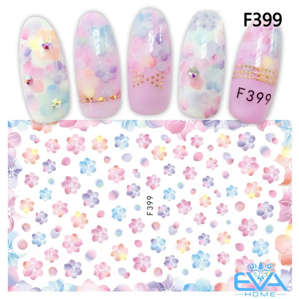 [HCM]Miếng Dán Móng Tay 3D Nail Sticker Tráng Trí Hoạ Tiết Bông Hoa F399