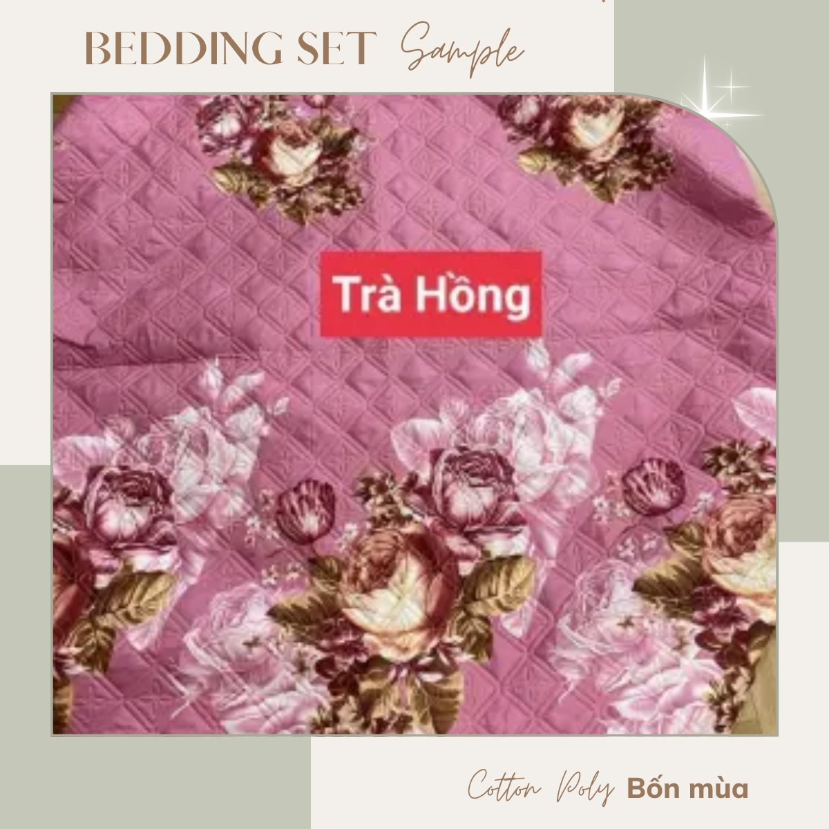 Bộ 3 món ga gối chần bông Cotton poly