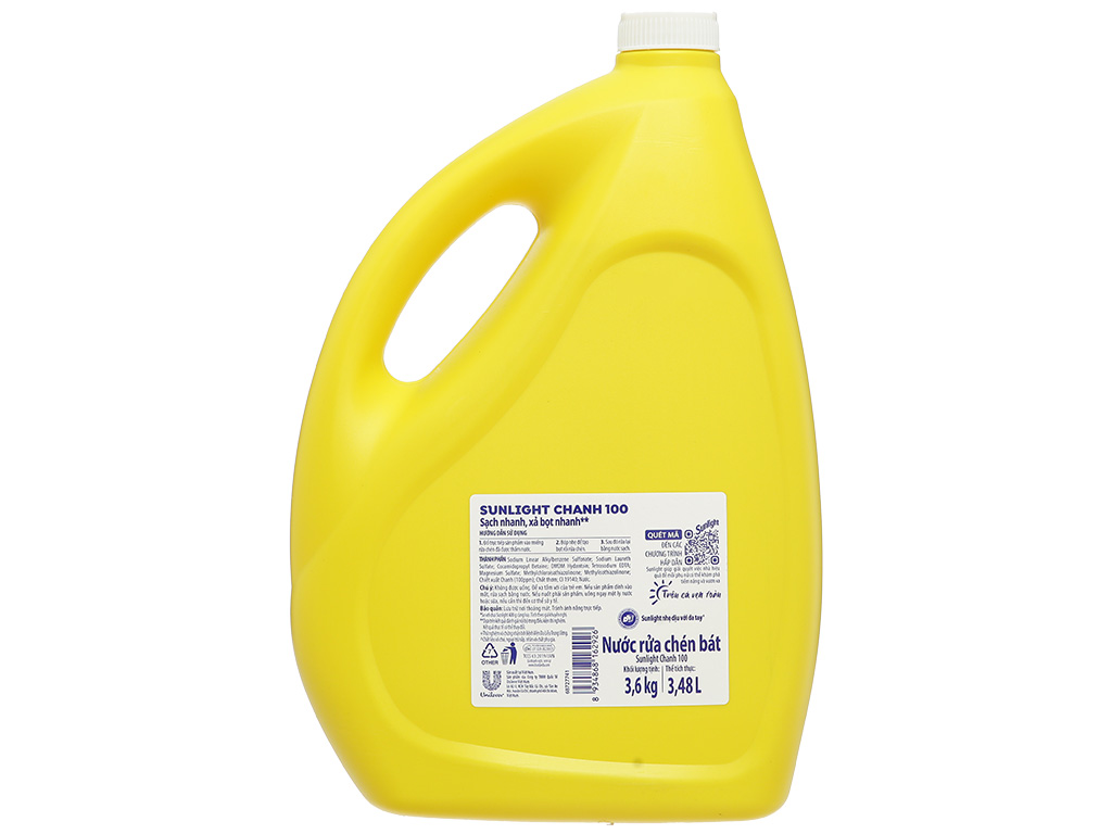 Nước rửa chén Sunlight Chanh 100 can 3,8kg