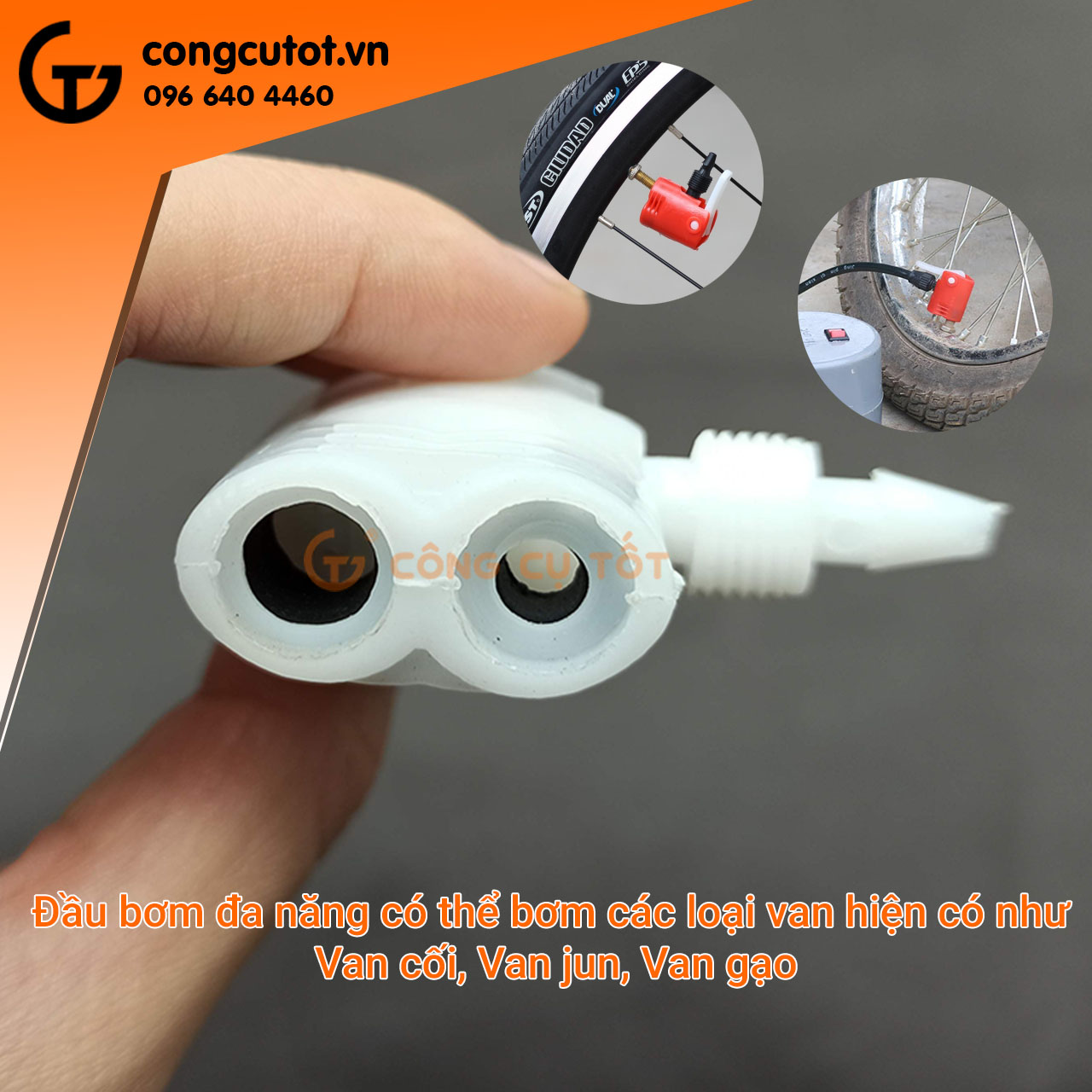 Đầu van bơm xe máy, xe đạp