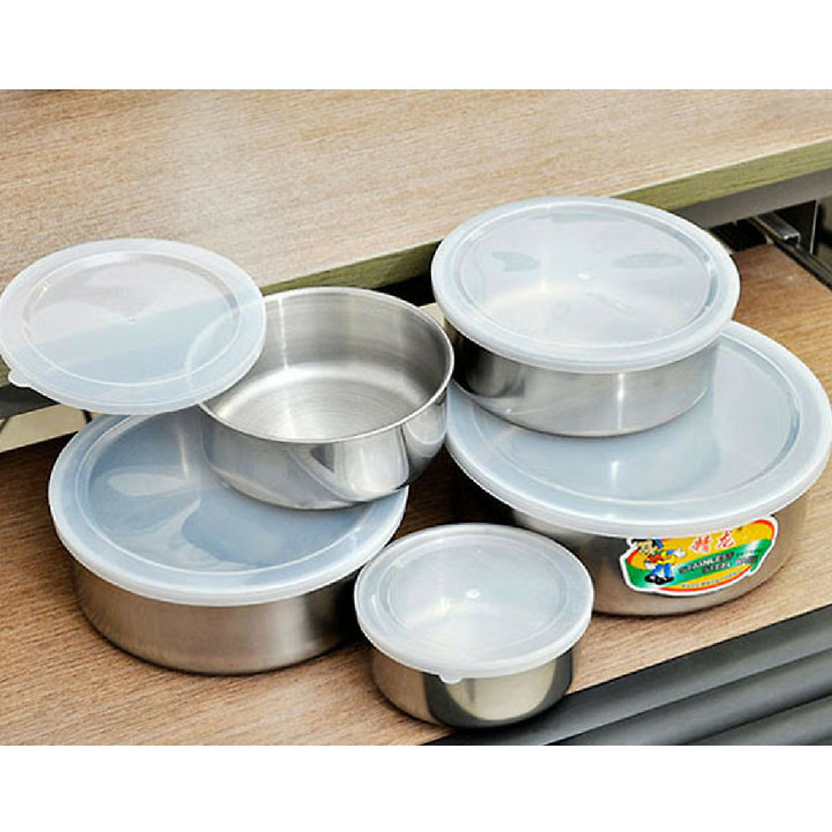 BỘ 5 BÁT INOX CÓ NẮP ĐẬY