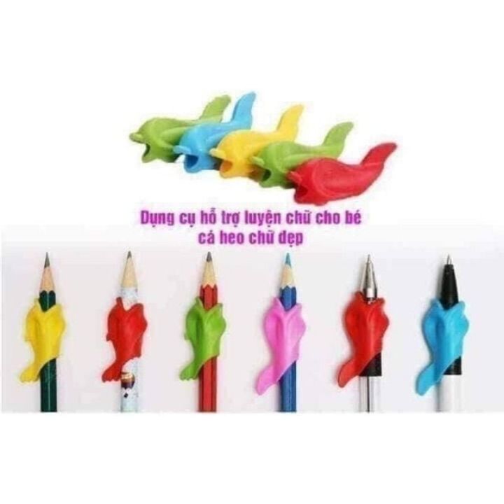Combo 5 Đệm Cầm Bút Tập Viết Đúng Cách Đệm Cầm Bút Cao Su Hình Con Cá Cho Bé