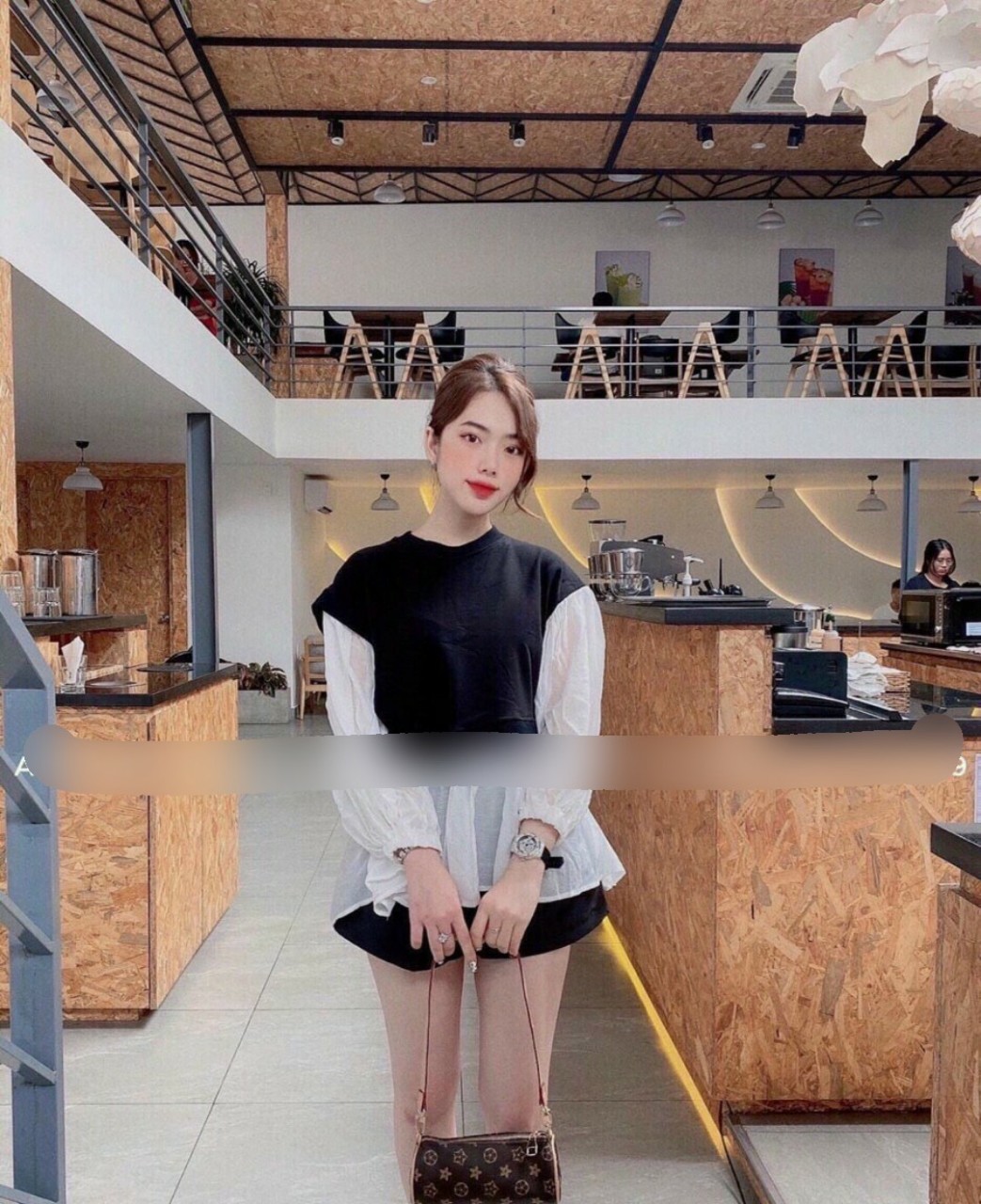ÁO BABYDOLL CỘT NƠ EO PHỐI MÀU TRẮNG ĐEN MC