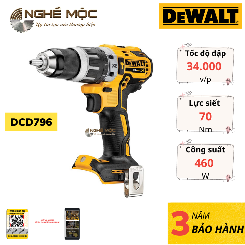 Dewalt dcd796 máy khoan vặn vít động lực 18v 796
