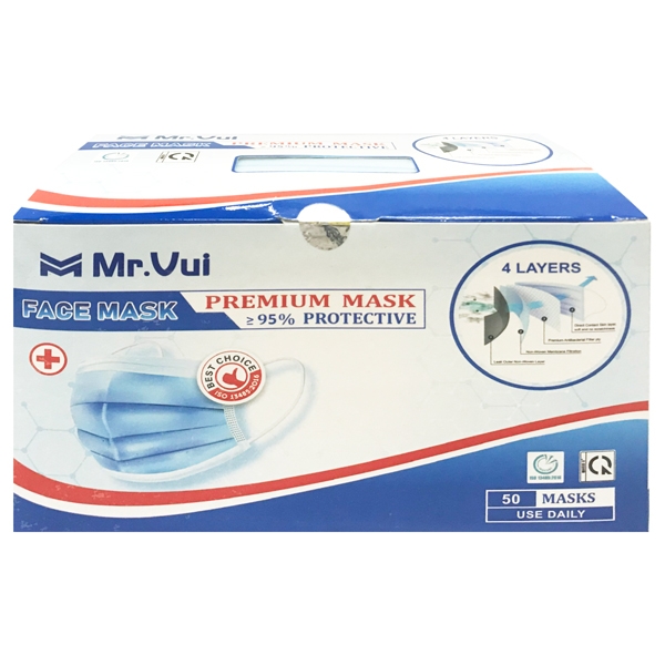 Khẩu Trang Y Tế 4 Lớp Mr.Vui - 01 (50Cái/Hộp)