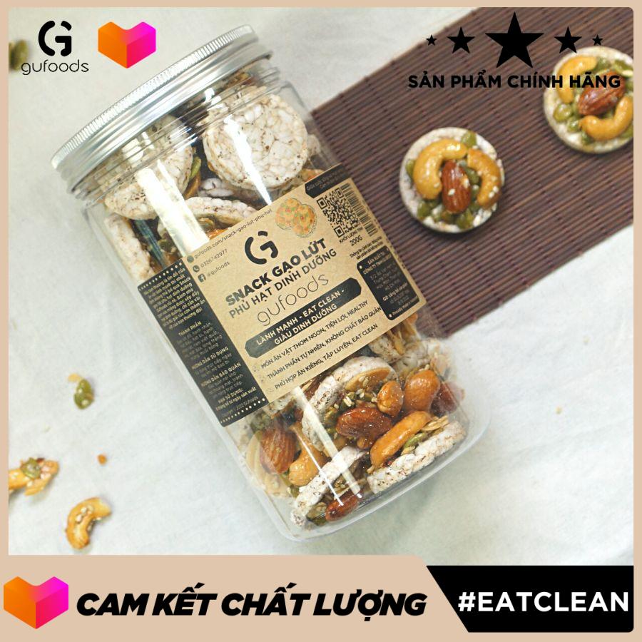 Snack gạo lứt phủ granola siêu hạt GUfoods - Bữa ăn nhẹ tiện lợi, Giàu đinh dưỡng, Ăn vặt healthy, Hỗ trợ giảm cân, Ăn kiêng, Eat clean, Thuần chay