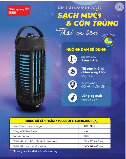 Đèn bắt muỗi Điện Quang ĐQ EML08 BL