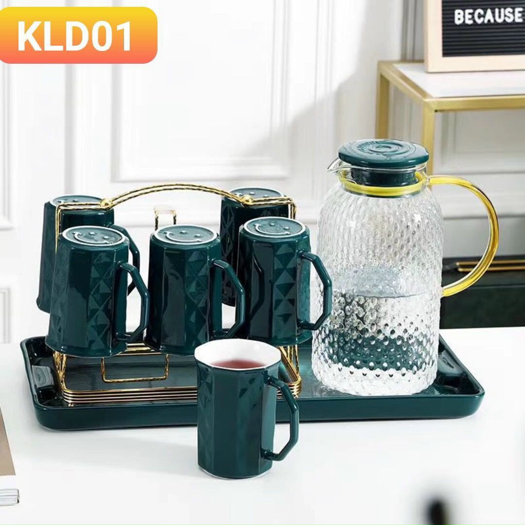 Bộ bình cốc pha trà cà phê bằng sứ và thủy tinh cao cấp