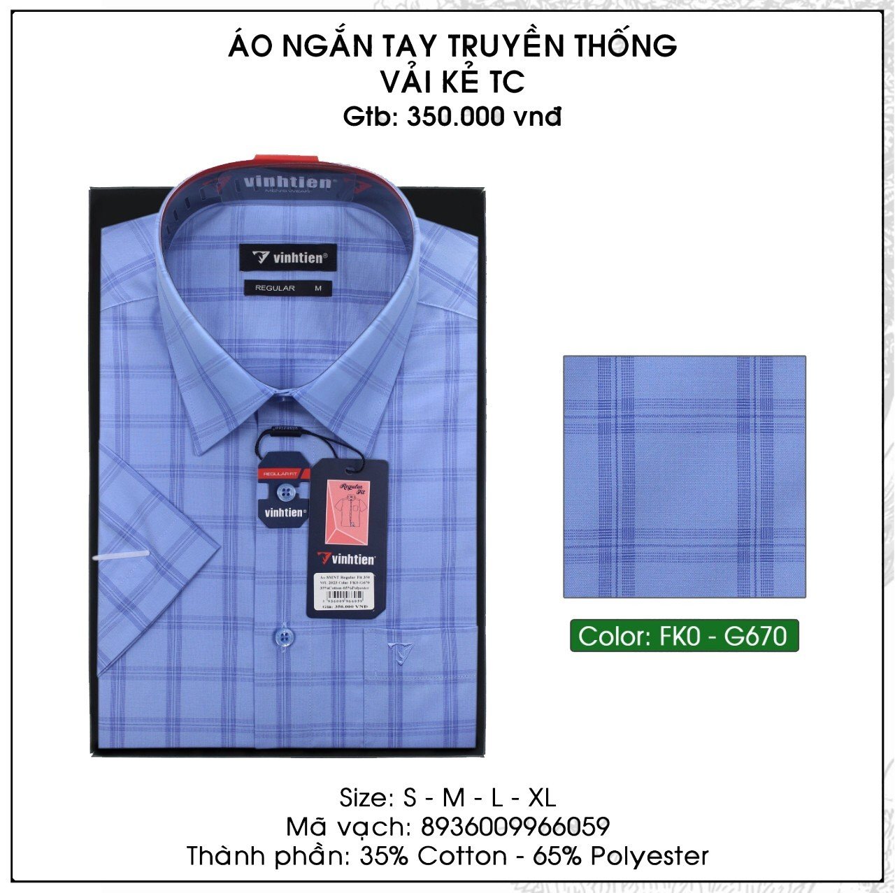 Áo Sơ Mi Ngắn Tay Dáng Regular Vĩnh Tiến Bamboo Pha Vĩnh tiến 535_N1